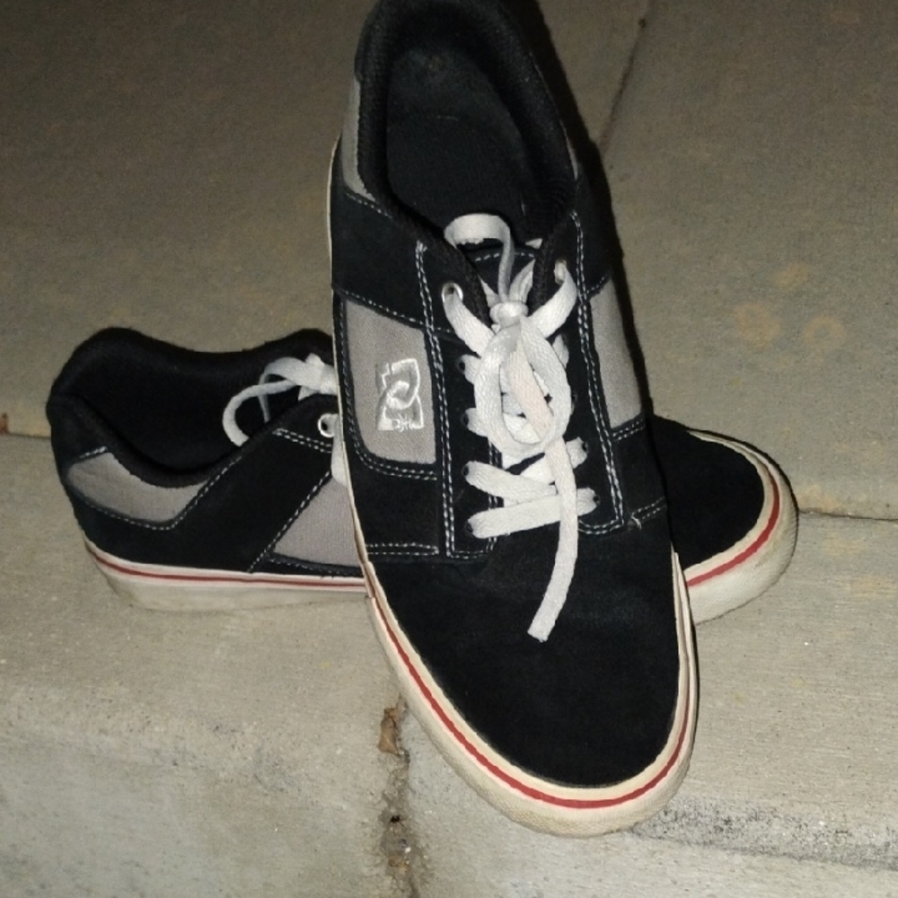 Black and Gray Low-Top Sneakers with Suede Upper